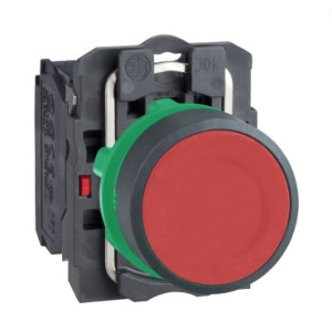 FLUSH HEAD PUSH BUTTON 22.5MM RED WITH NC