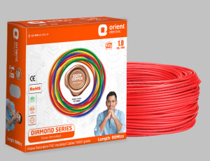 ORIENT  Diamond 1.00 Sqmm Single Core PVC Insulated Copper Conductor Unsheathed FR Cable RED (90 Mtr)
