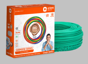 Orient Diamond 1.00 Sqmm Single Core PVC Insulated Copper Conductor Unsheathed FR Cable GREEN  (90 Mtr)