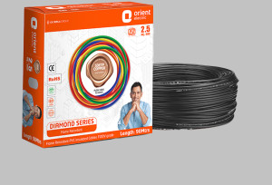 Orient Diamond 10.00 Sqmm Single Core PVC Insulated Copper Conductor Unsheathed FR Cable BLACK (90 Mtr)